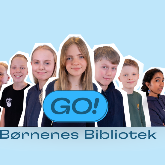 Billede af børn med grafik: GO - børnenes bibliotek