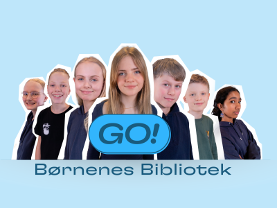 Billede af børn med grafik: GO - børnenes bibliotek